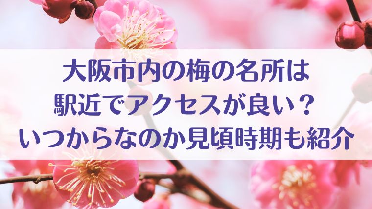 大阪市内　梅　名所　アクセス　良い　駅近　見頃　時期　いつ