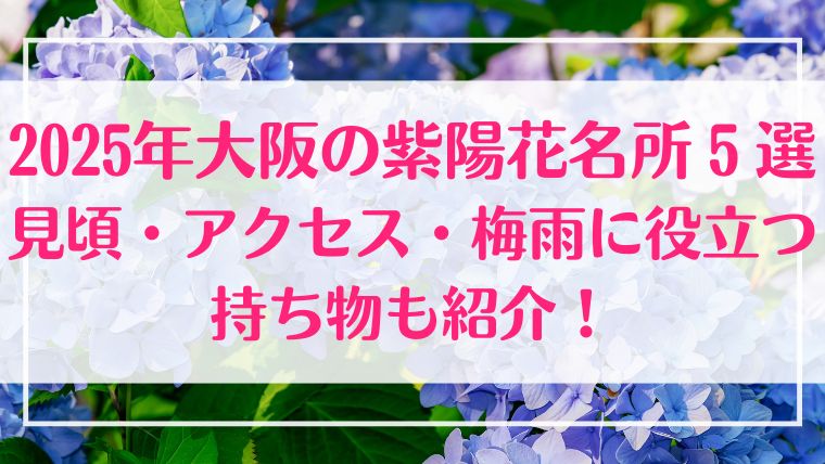 紫陽花　大阪　おすすめ　名所　見頃　アクセス　梅雨　グッズ　持ち物